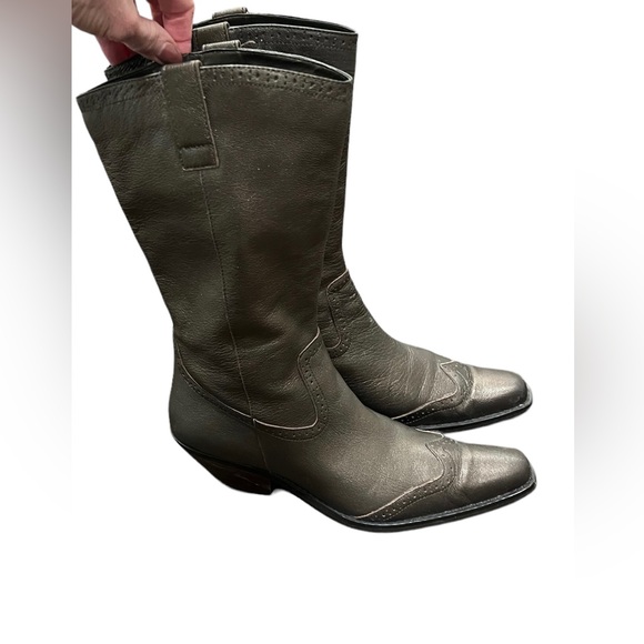 Cold Water Creek Bronze Leather Western Boots - Picture 1 of 7